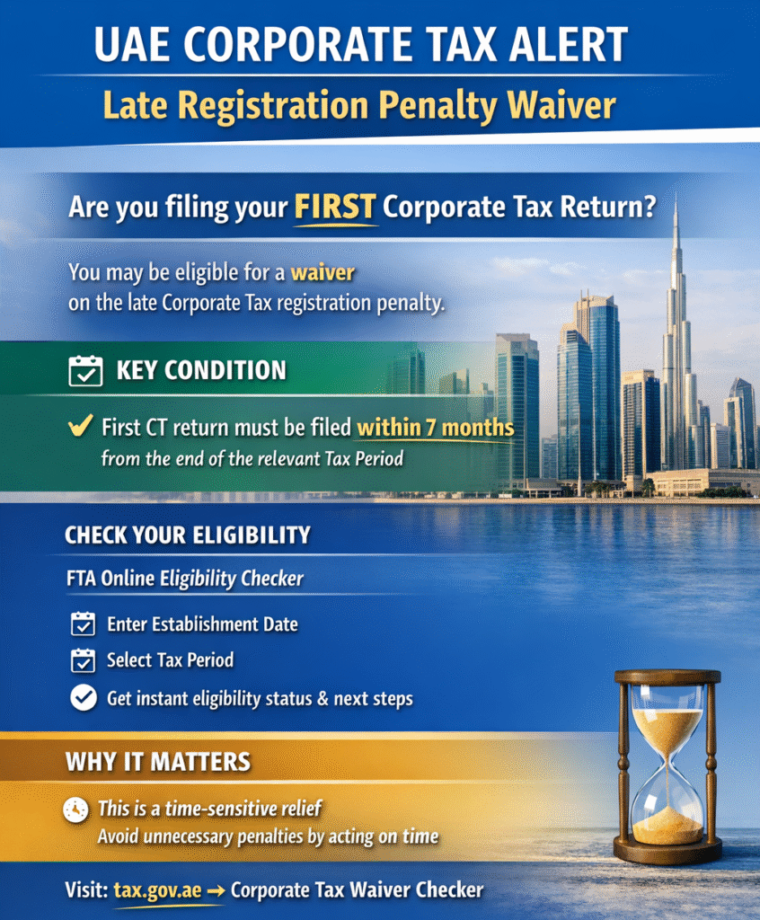 important fta update for first time corporate tax registering in UAE